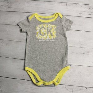 Calvin Klein Baby's Girl's Bodysuit Top Size 3-6 Months Gray Yellow